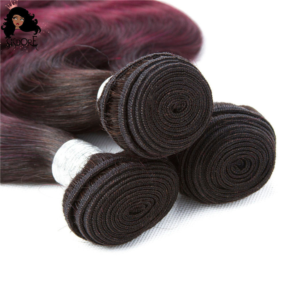 1b 99j ombre 2 tone color body wave human hair bundles