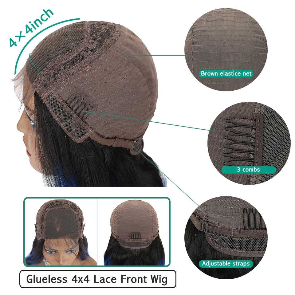 Style de bonnet de perruque avec fermeture en dentelle 4x4