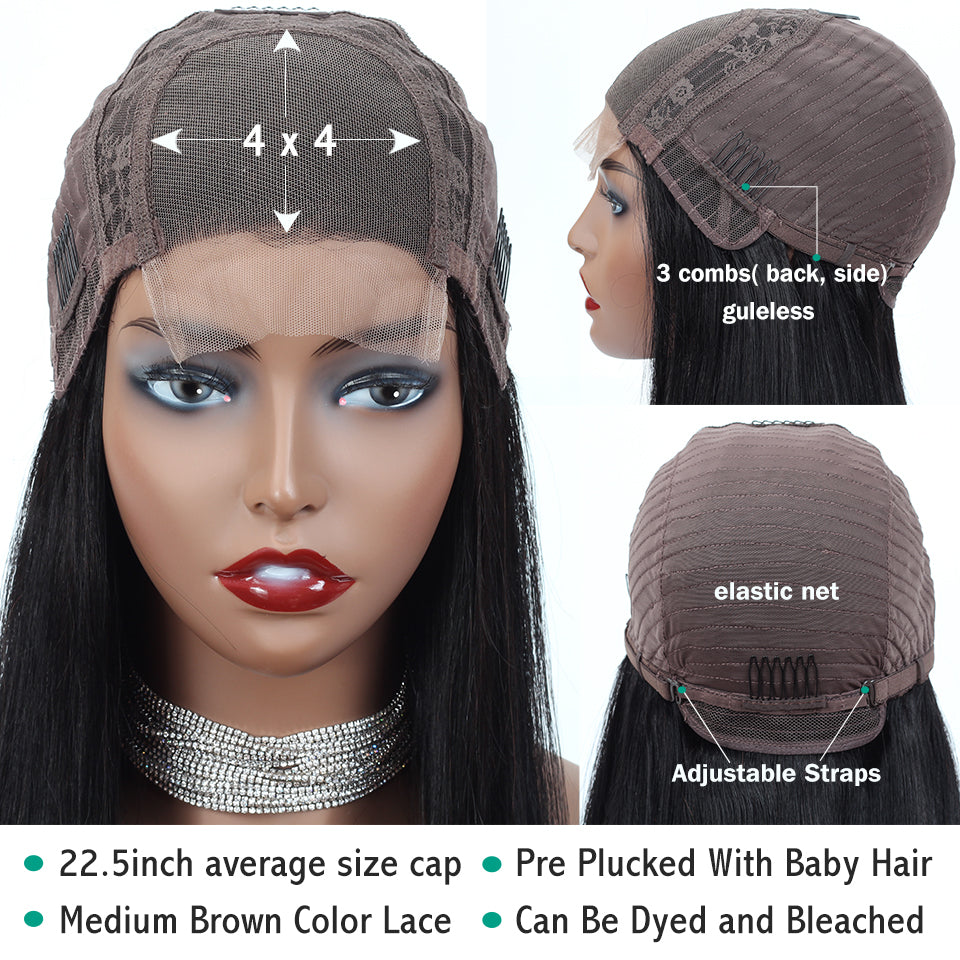 4x4 lace closure wig cap style