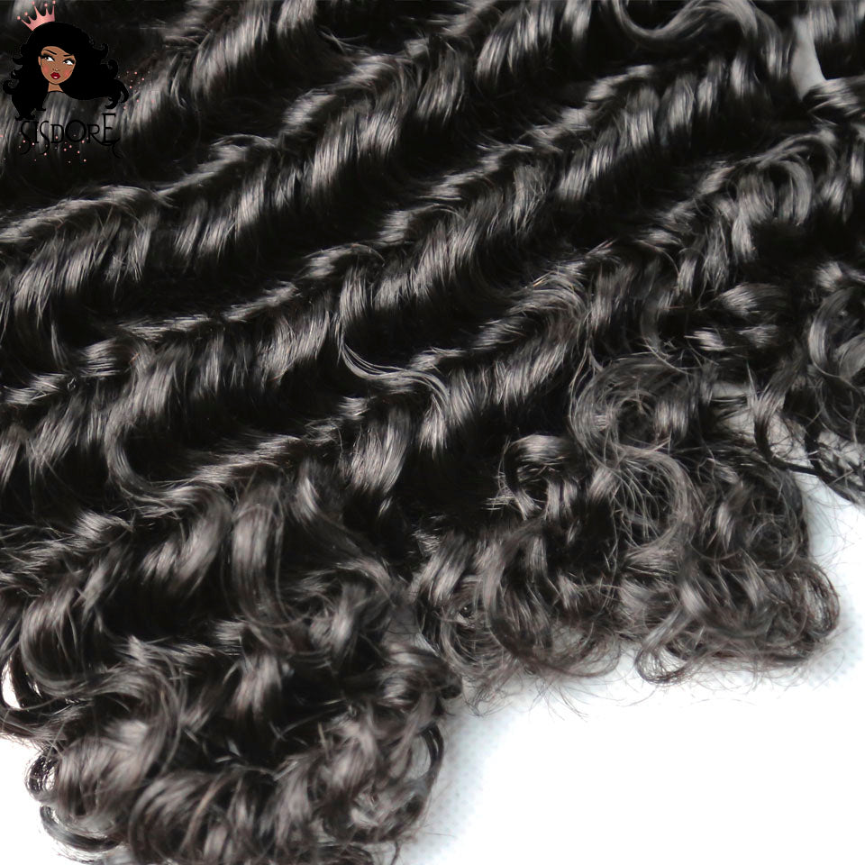 deep wave natural black color human hair bundles bottom detailed