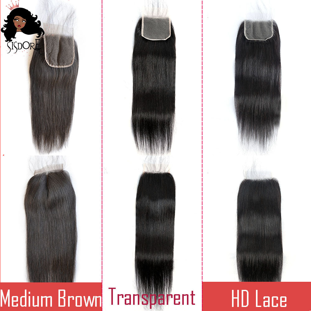 Lace closure 4 by 4 medium brown, transparent, hd lace