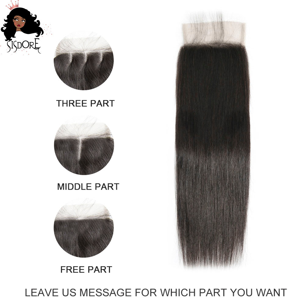 natural color straight hair lace closure parting style