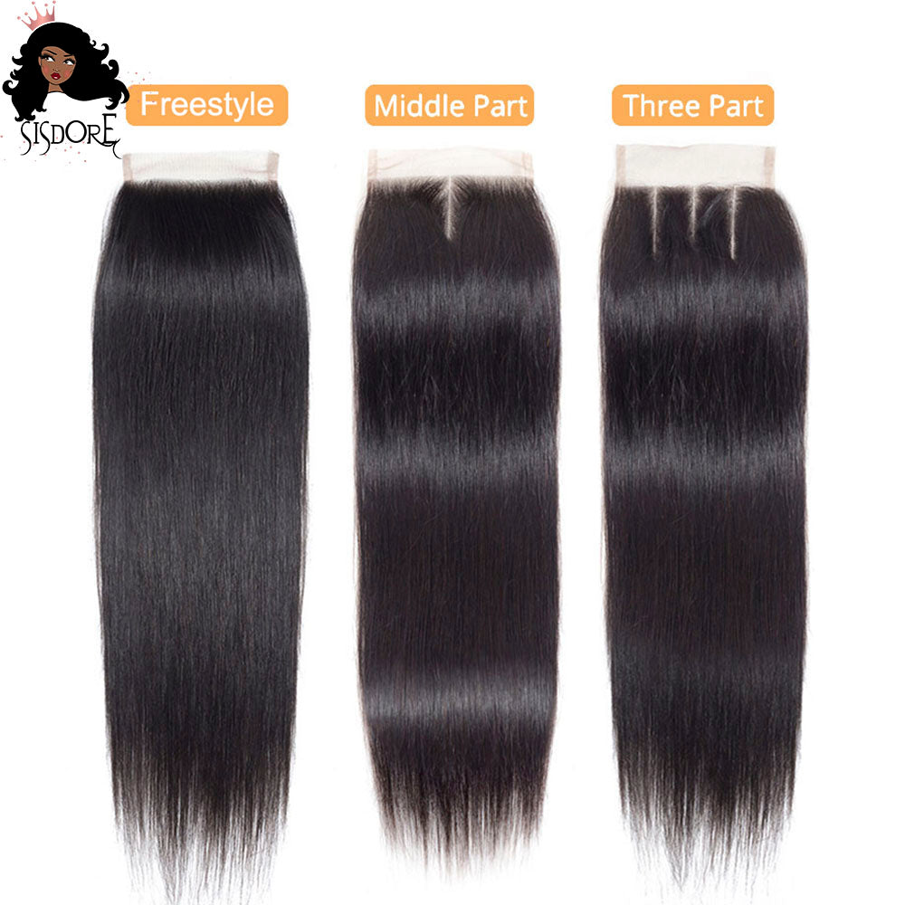 Black Straight Human Hair Lace closure parting style