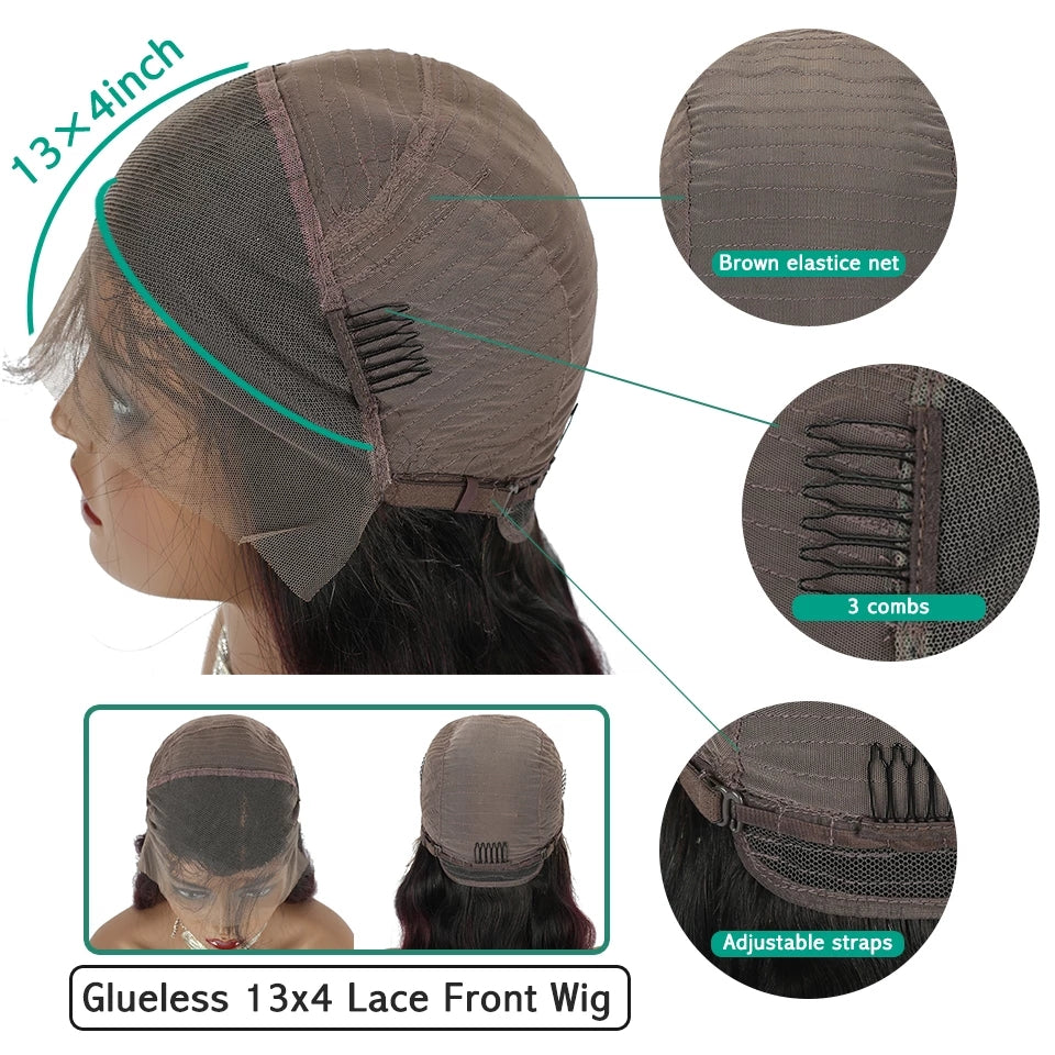 glueless 13 by 4 ear to ear lace front wig cap construction