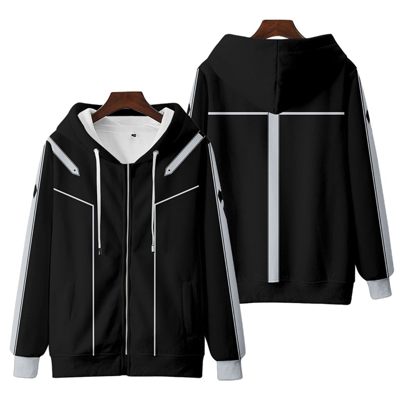 Sword Art Online SAO Kirito Kirigaya Kazuto Cosplay Zip Hoodie