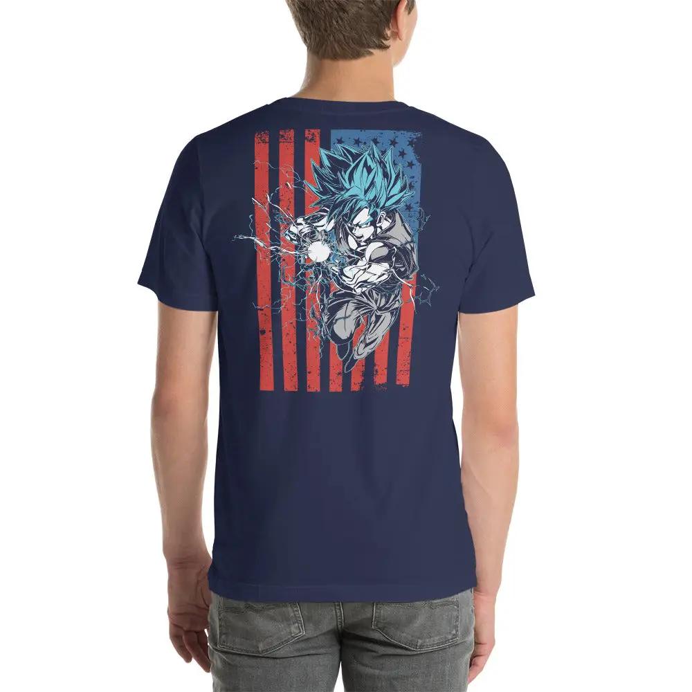 Dragon Ball Super Saiyan God Goku American flag T shirt - KM0005TS