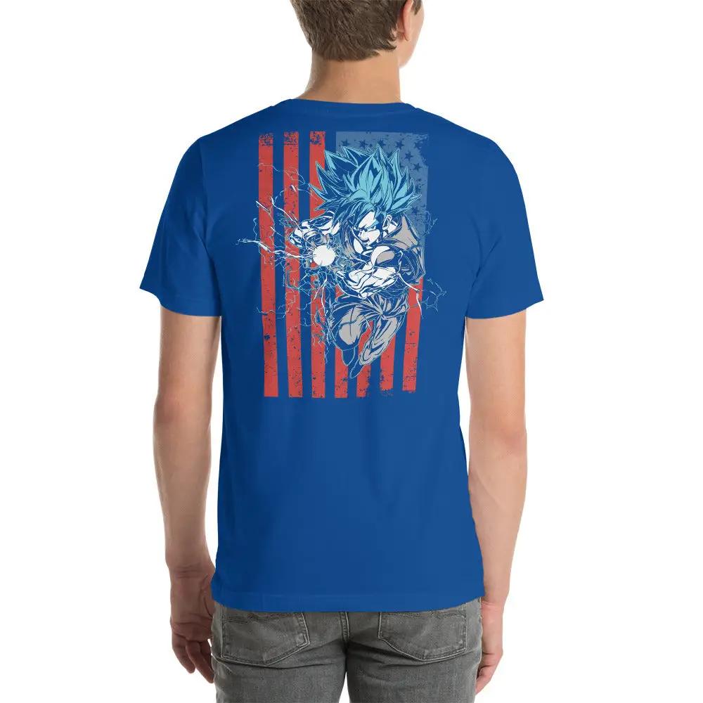 Dragon Ball Super Saiyan God Goku American flag T shirt - KM0005TS