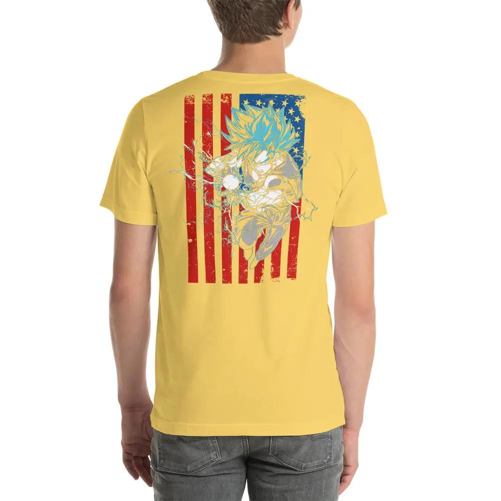 Dragon Ball Super Saiyan God Goku American flag T shirt - KM0005TS