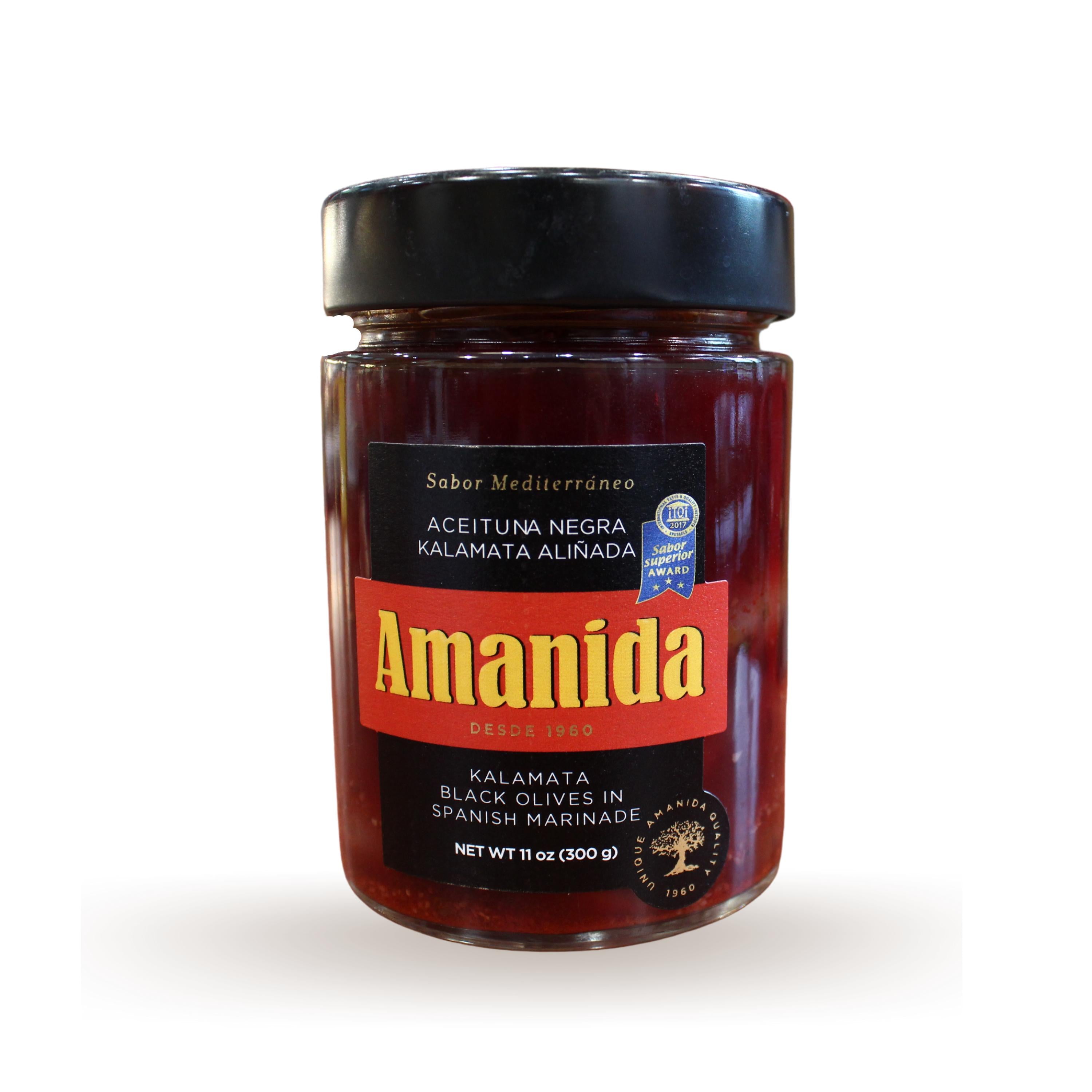 Kalamata Black Olives in Spanish Marinade AMANIDA 300g (Aceituna Negra Kalamata Ali?ada)