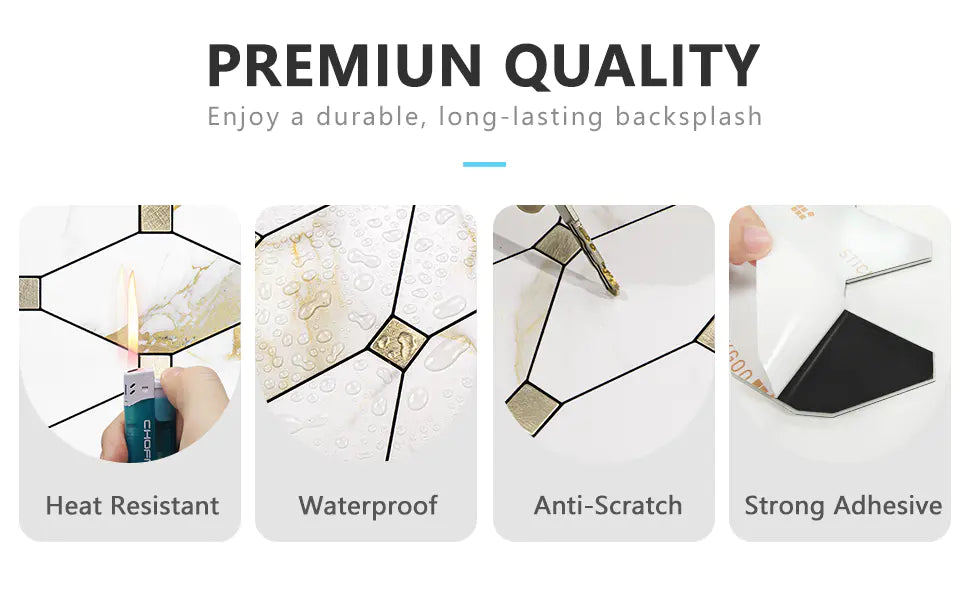 STICKGOO 10 Sheets Peel and Stick Backsplash, Calacatta Golden Stick on Aluminum Composite Tiles Stikers