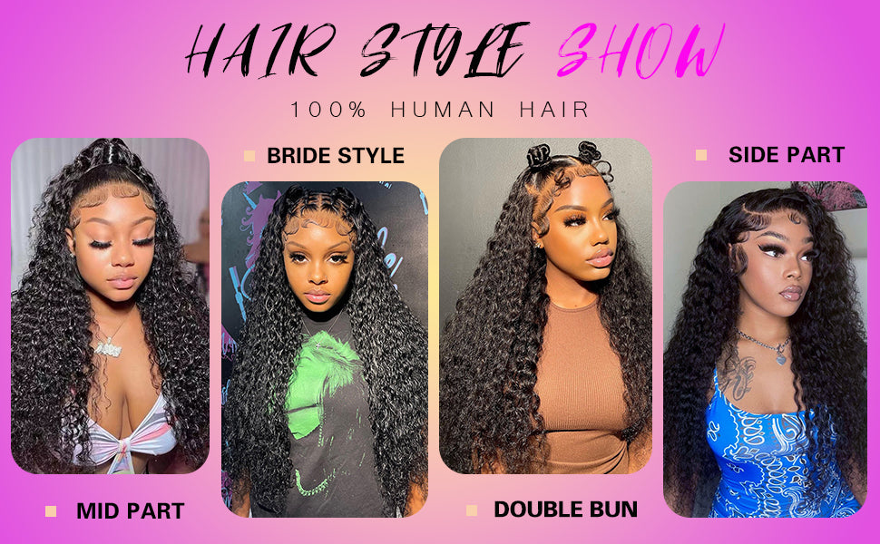 360 Deep Wave Human Hair Wigs Pre Plucked with Baby Hair