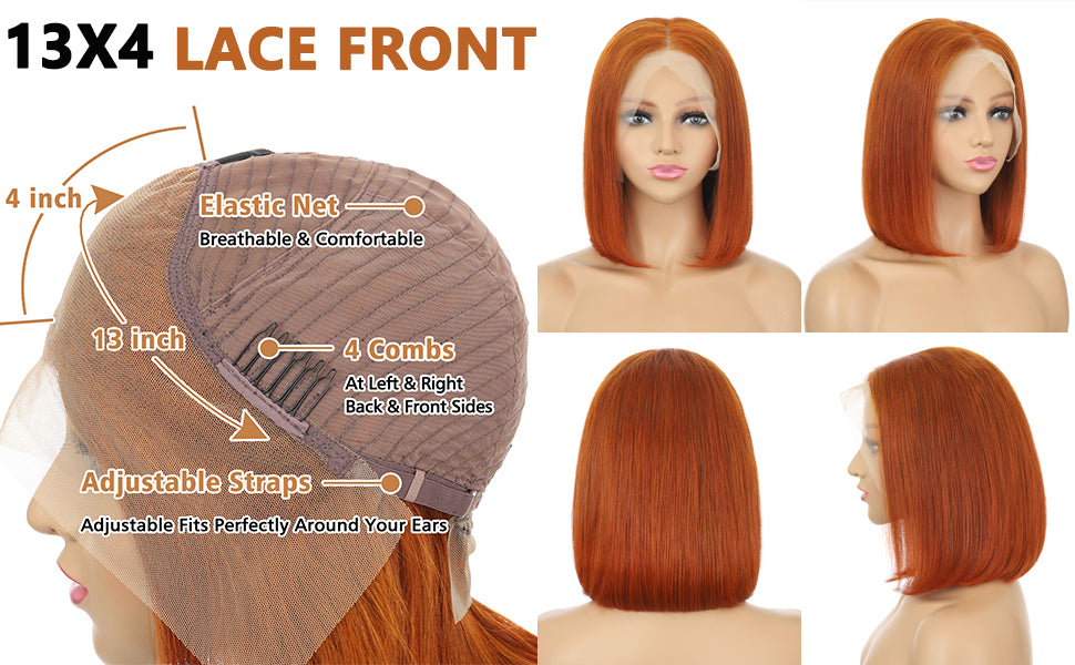 13x4 straight bob wigs orange bob wig