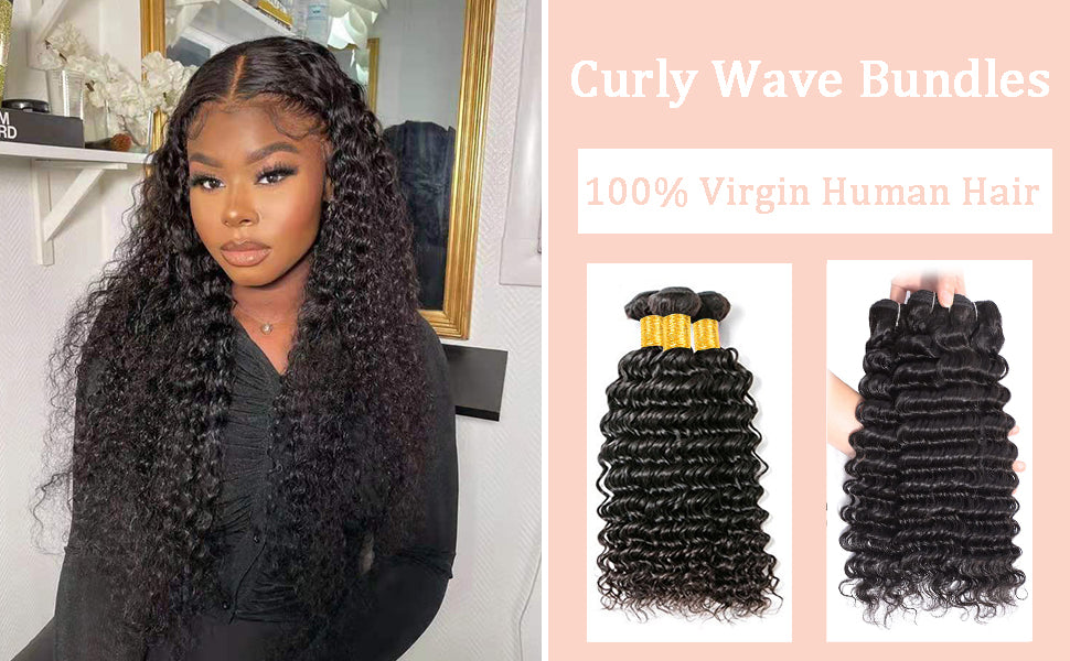 Bundles de cheveux humains Deep CURLY WEave