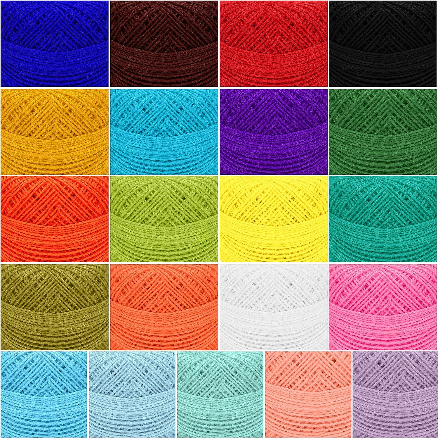 Kurtzy Colorful Crochet Yarn (42 Balls) - 2 Crochet Hooks Included (1mm & 2mm) - Each Thread Ball Weighs (5g/0.18oz) - Total of 1512m/1680 Yards of Colored Cotton Yarn