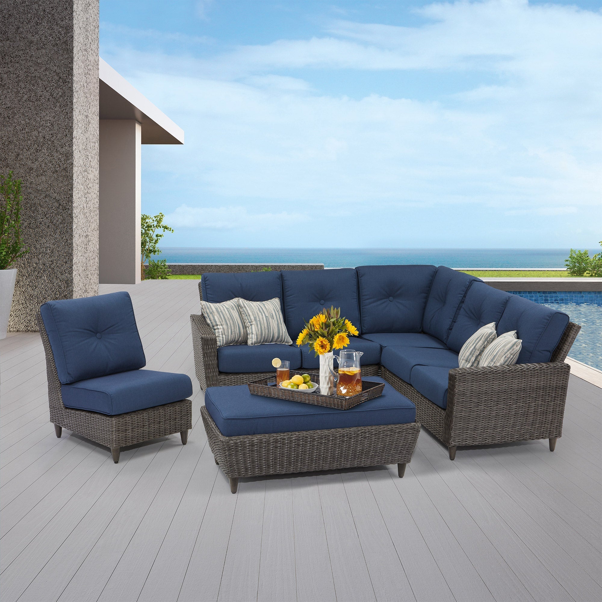 Crestview 5-piece Woven Outdoor Patio Sectional Set