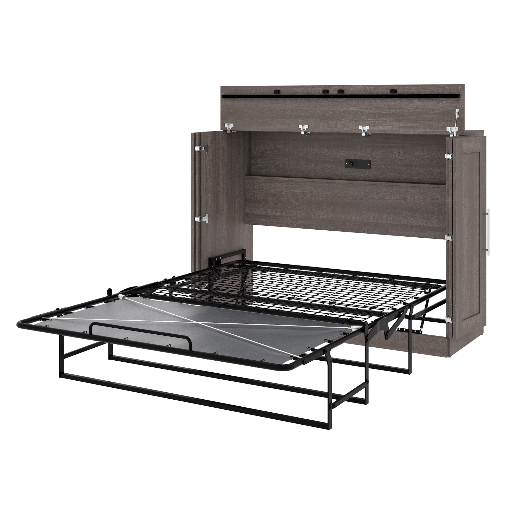 Illusion Full Cabinet Bed With Mattress, Gray