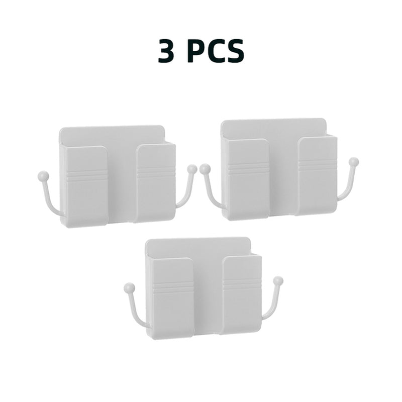 4/2/1Pcs Punch-Free Mobile Phone Holder Wall Mount Stand Remote Control Organizer Storage Box Charging Bedside Container Rack