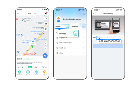 binding gps tracker imei number