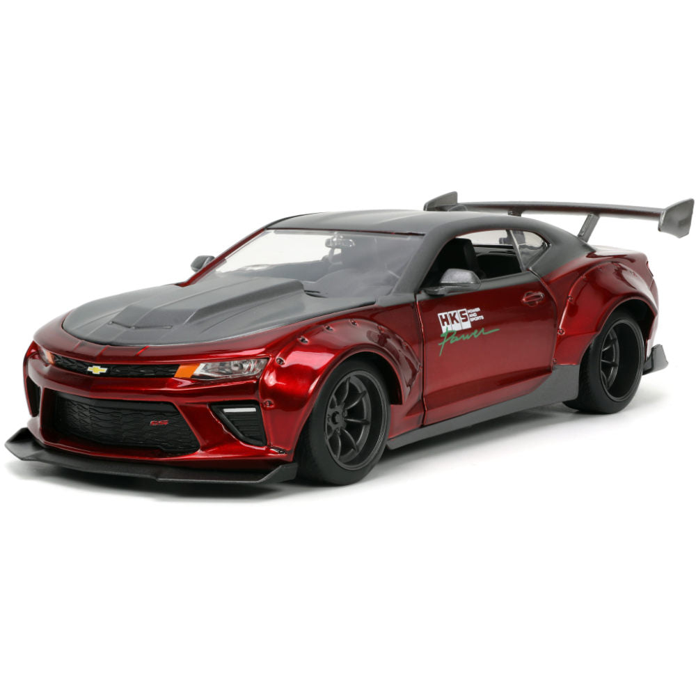 Bigtime Muscle 2016 Chevrolet Camaro SS HKS Widebody 1:24 Scale Diecast Model Candy Red By Jada 33856