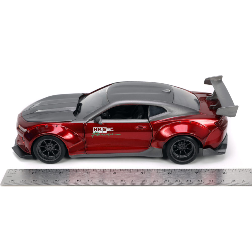 Bigtime Muscle 2016 Chevrolet Camaro SS HKS Widebody 1:24 Scale Diecast Model Candy Red By Jada 33856