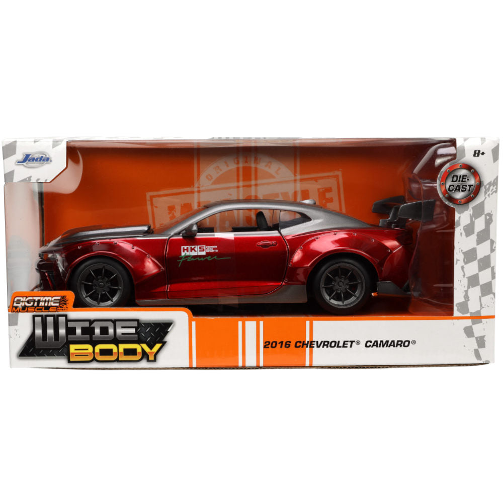 Bigtime Muscle 2016 Chevrolet Camaro SS HKS Widebody 1:24 Scale Diecast Model Candy Red By Jada 33856