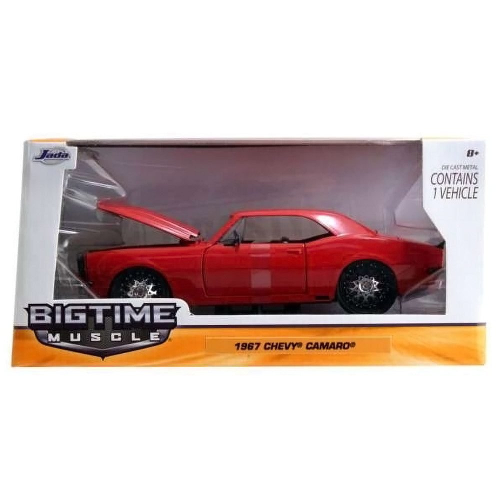 Bigtime Muscle 1967 Chevrolet Camaro 1:24 Scale Diecast Model Red By Jada 97752