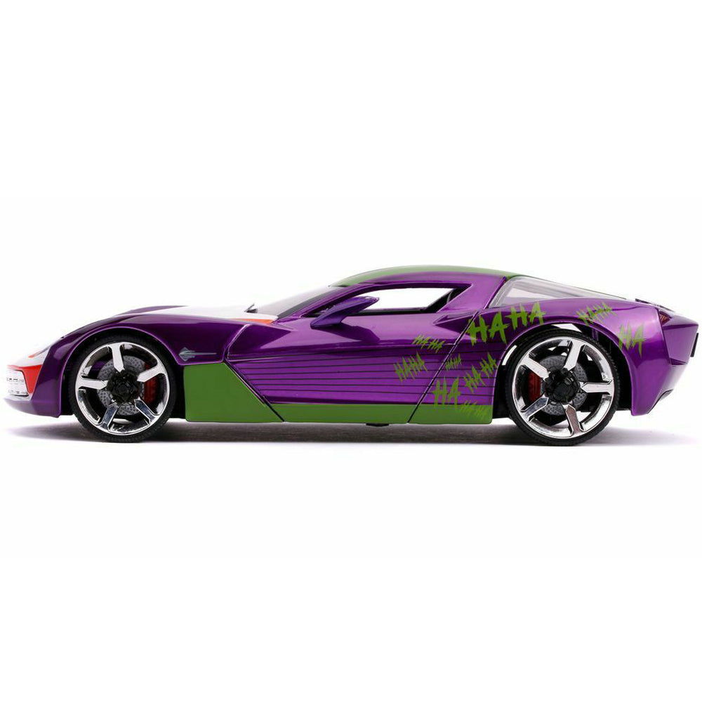 DC Comics The Joker 2009 Chevy Corvette Stingray 1:24 Scale Diecast Model with Figure by Jada 31199