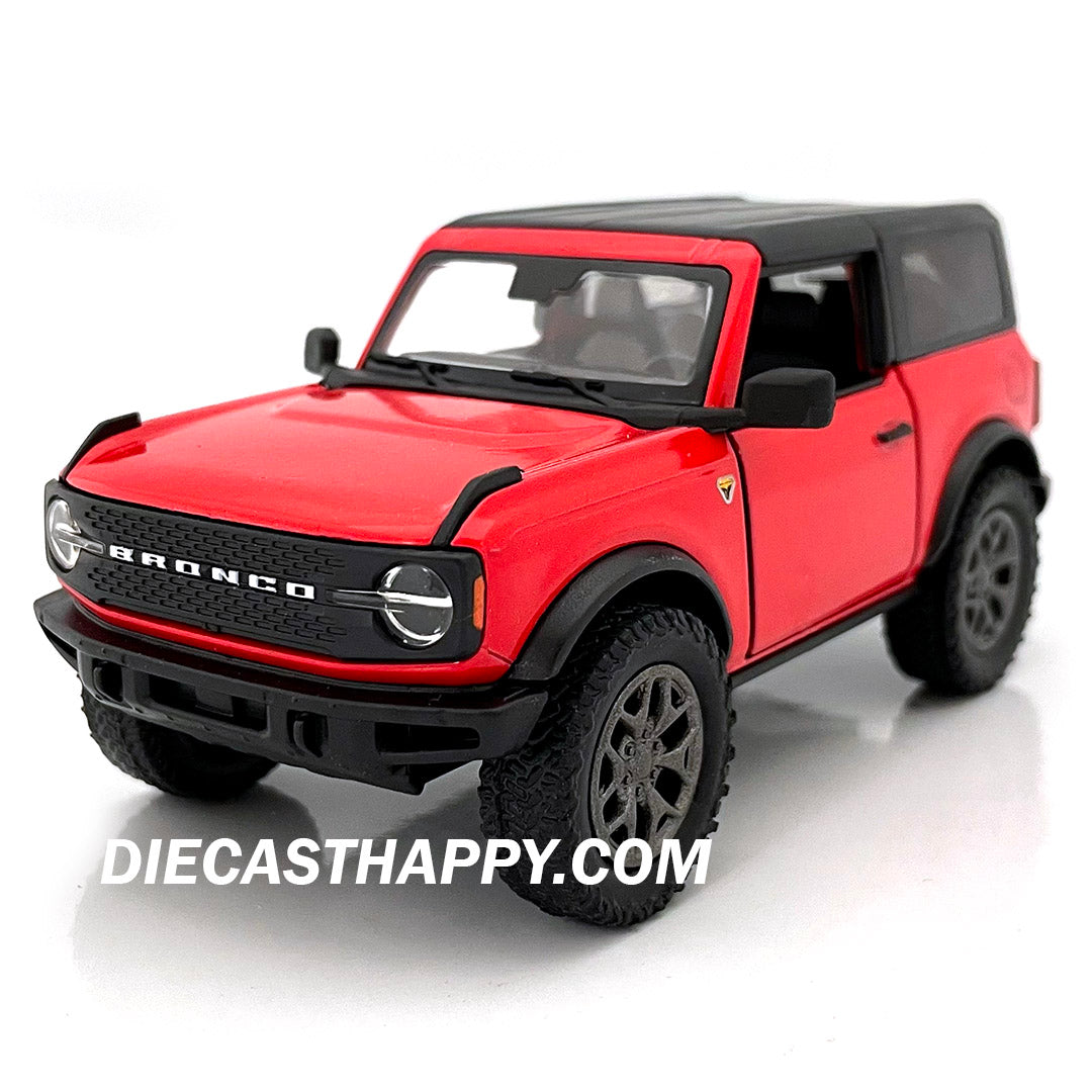 2022 Ford Bronco Hard Top 1:34 Scale Diecast Model Red/Yellow/Blue/Black by Kinsmart (SET OF 4)