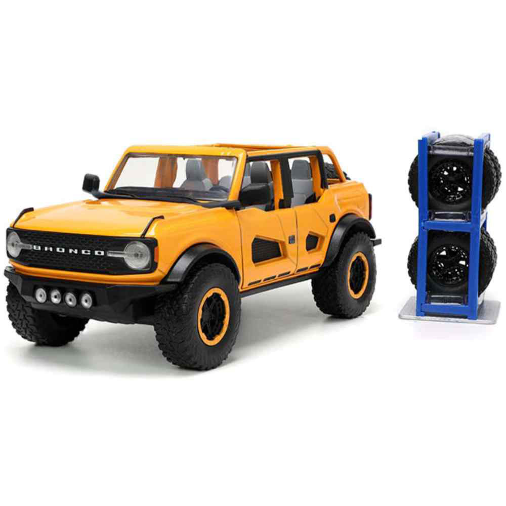 Just Trucks 2021 Ford Bronco with Extra Wheels 1:24 Scale Diecast Model Orange by Jada 34025