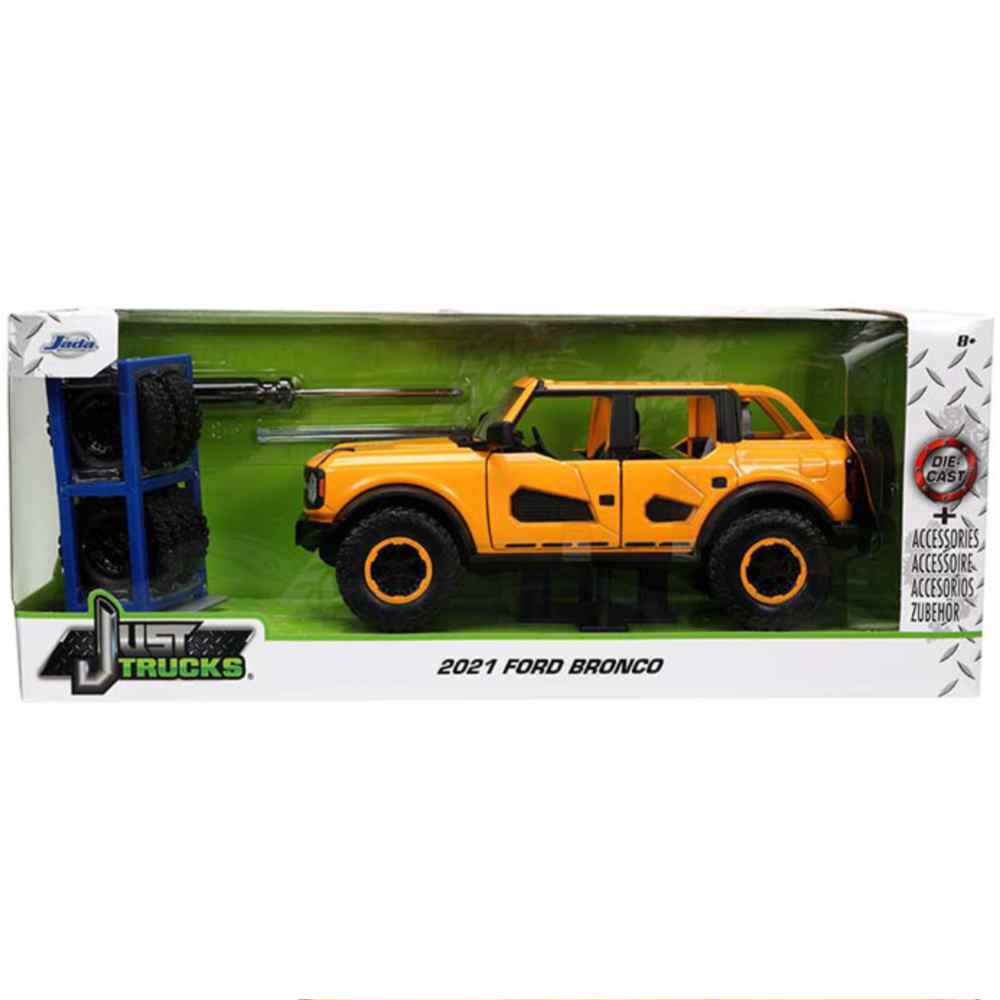 Just Trucks 2021 Ford Bronco with Extra Wheels 1:24 Scale Diecast Model Orange by Jada 34025