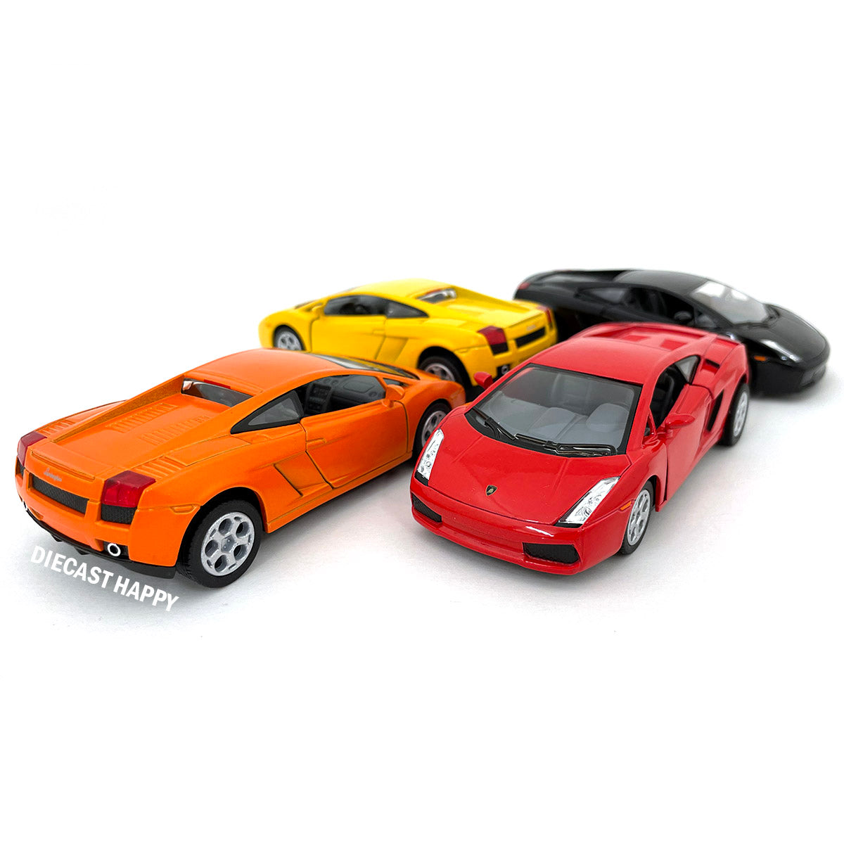 Lamborghini Gallardo 1:32 Scale Diecast Model Red/Orange/Yellow/Black by Kinsmart (SET OF 4)