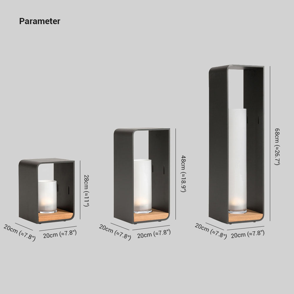 Orr Minimalista Rectangular Vela Metal Solar Lámpara Exterior, Negra