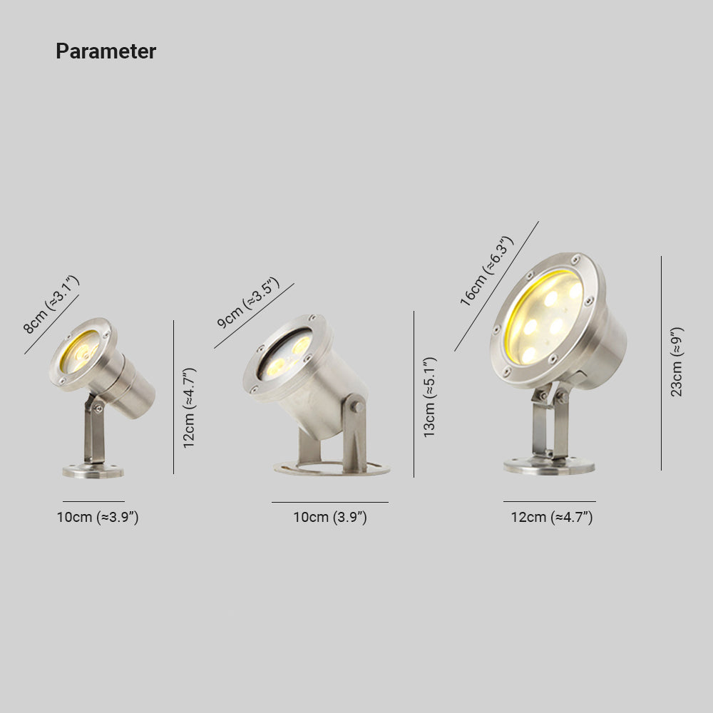 Orr Modern Bell Outdoor Under Water Spotlight, Silvery