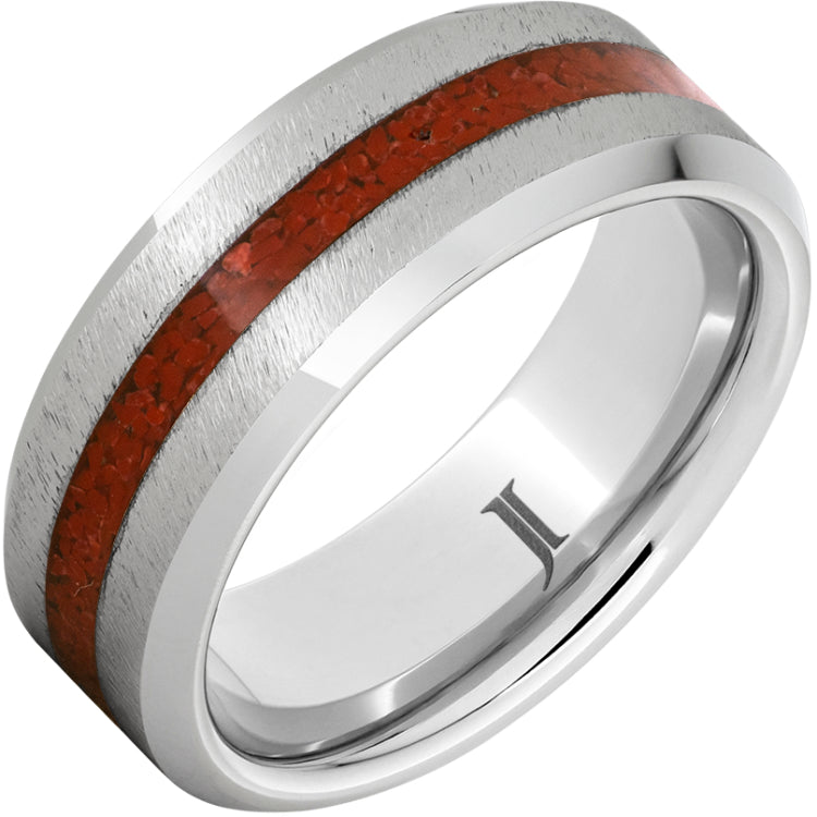 Western HeritageTM Serinium? Ring with Coral Inlay and Grain Finish