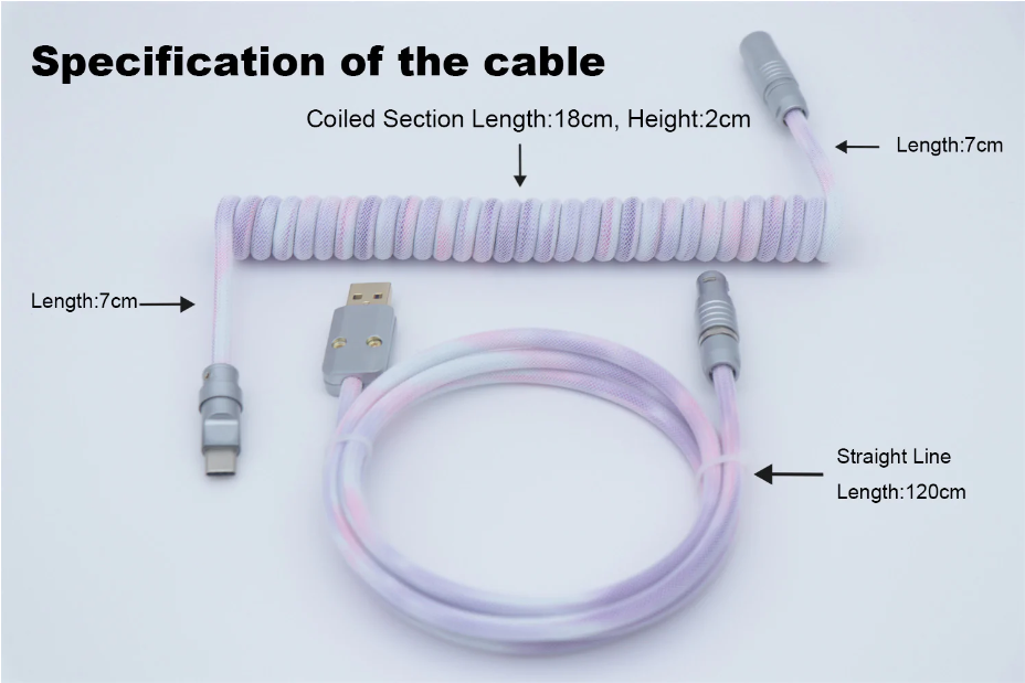YUNZII Gradient Color Custom Coiled Aviator USB Cable Cord-1