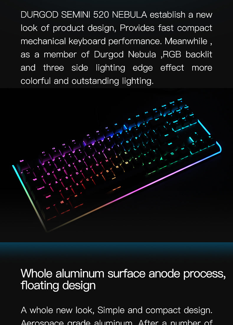 Durgod 87 gemini 520 Nebula RGB mechanical lighting keyboard-2