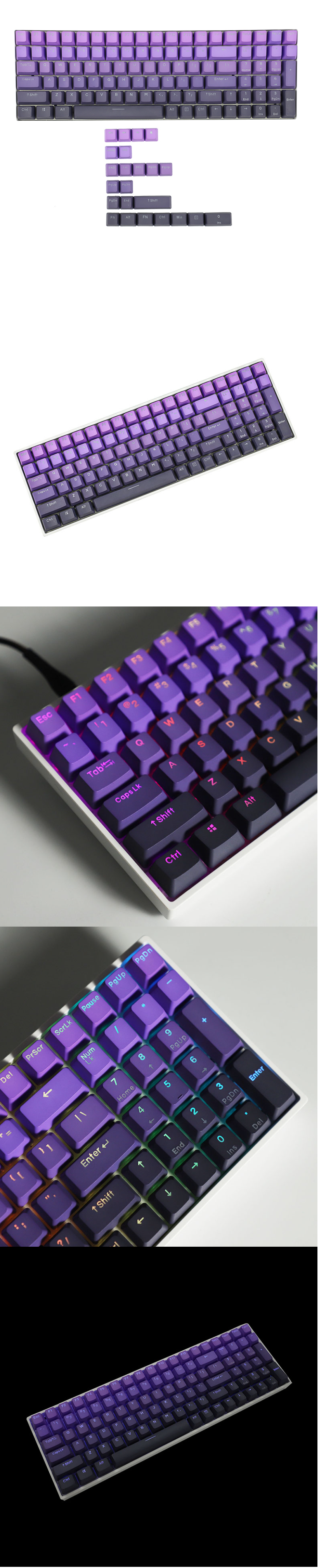 YMDK Purple Gradient OEM Keycaps