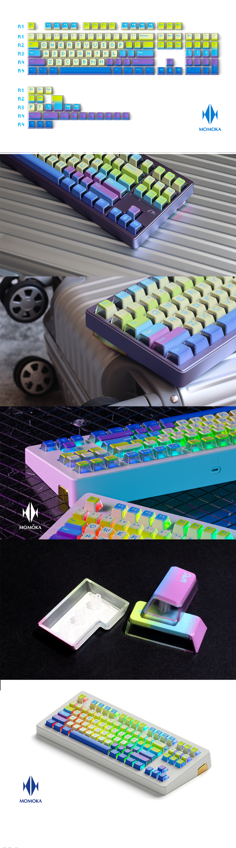 MOMOKA Pixel Ocean OEM Profile Keycaps