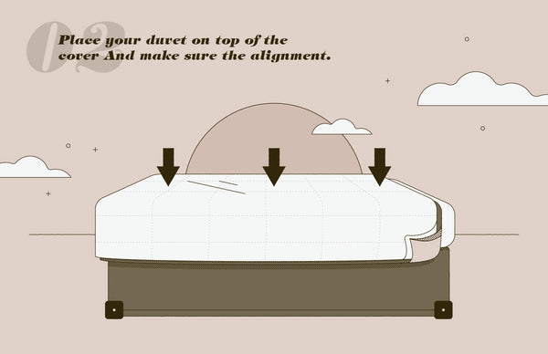 02-Place your duvet on the top of cover and make sure the alignment
