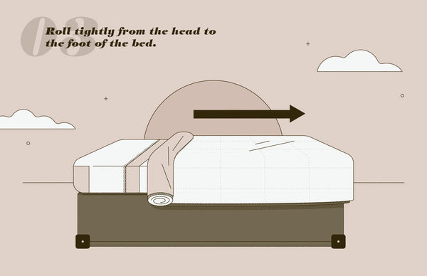 03-Roll tightly from the head to the foot of the bed