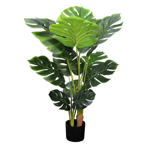 A Artificial Monstera Tree with a black pot