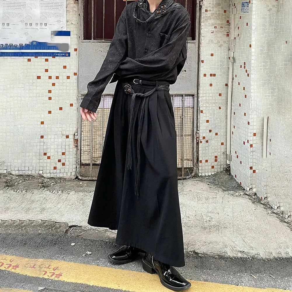 Jinquedai Dark Style Japanese Abstinence Genderless Wide-leg Pants Men Fashion Retro Dark Loose Casual Trousers Men Streetwear Pantalones