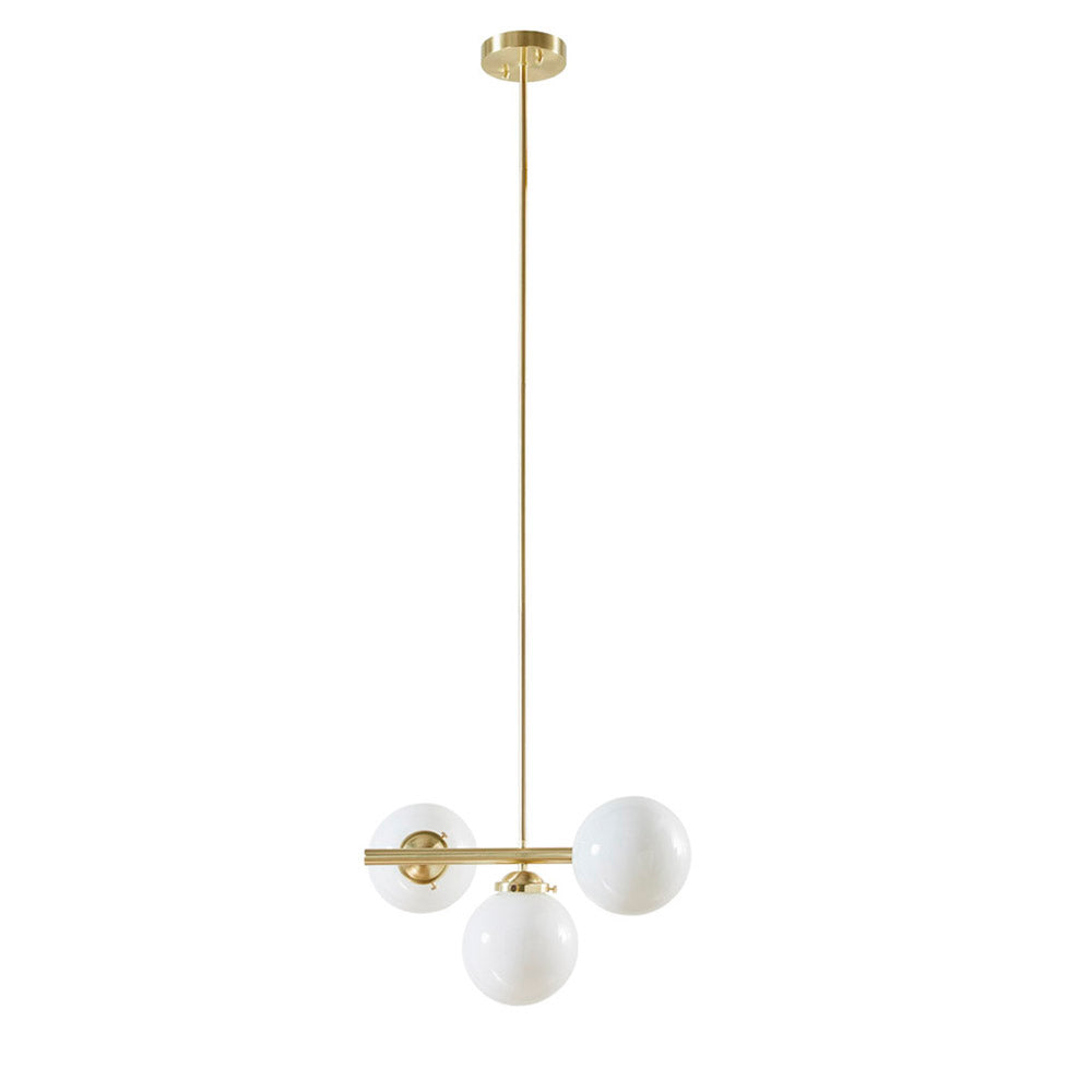 Modern 3-Light Chandelier with Frosted Glass Globe Bulbs