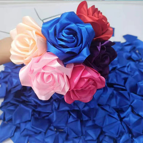 Handmade diy custom ribbon rose flower 33pcs finish products for