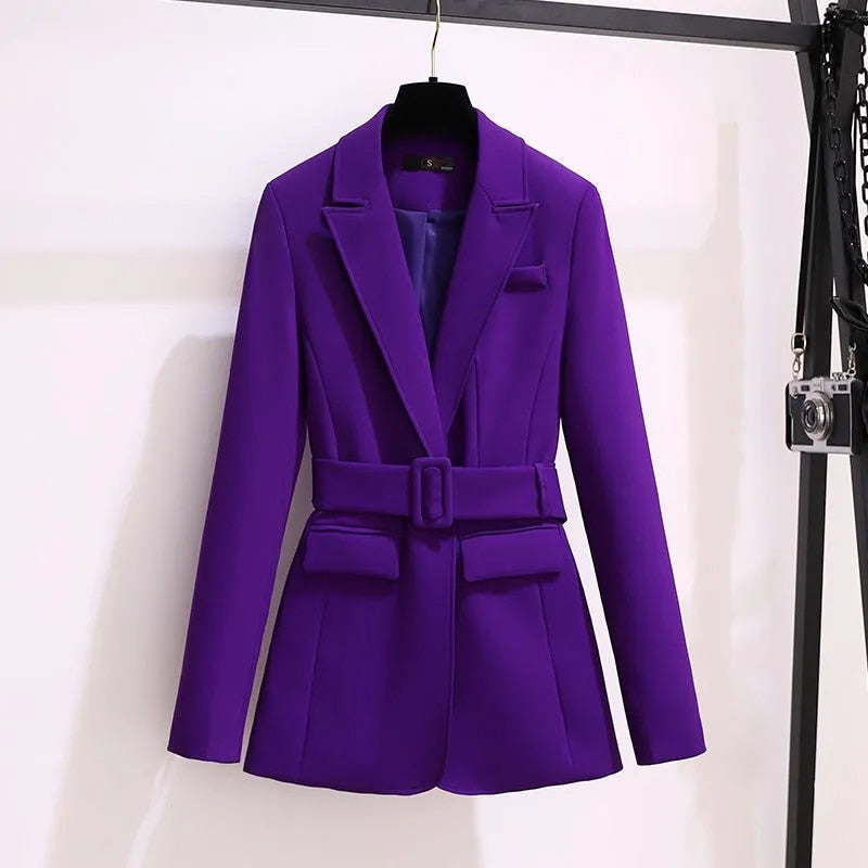 Purple Professional Fall Outfits Women Korean Fashion Temperament Elegant Suit Ankle-Length Pants Two-piece Sets Womens Outifits