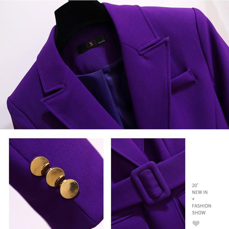 Purple Professional Fall Outfits Women Korean Fashion Temperament Elegant Suit Ankle-Length Pants Two-piece Sets Womens Outifits