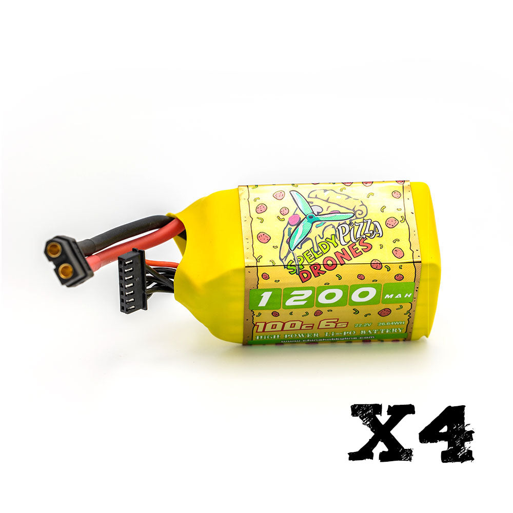 [Combo] 4 Packs CNHL Pizza Series 1200mAh 22.2V 6S 100C Lipo Battery with XT60 Plug - UK Warehouse