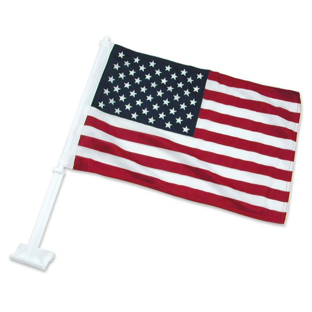 Pack of 2 American, U.S. Car Window Flag 11x18 in. and Bracket