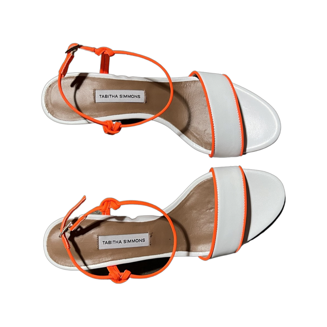 Tabitha Simmons Bungee Block White Kid/ Orange Fluo Calf