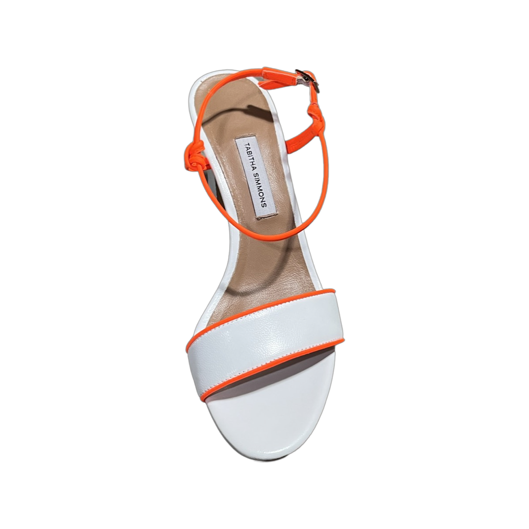 Tabitha Simmons Bungee Block White Kid/ Orange Fluo Calf